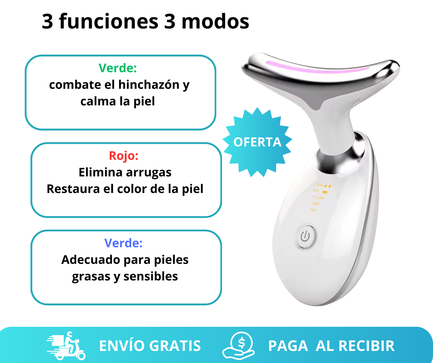 3-in-1 LED Facial Lifting Massager