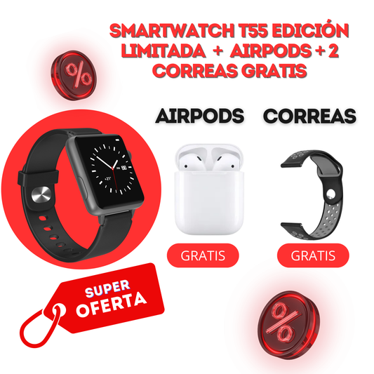 RELOJ T55 PRO MAX  + AIRPODS