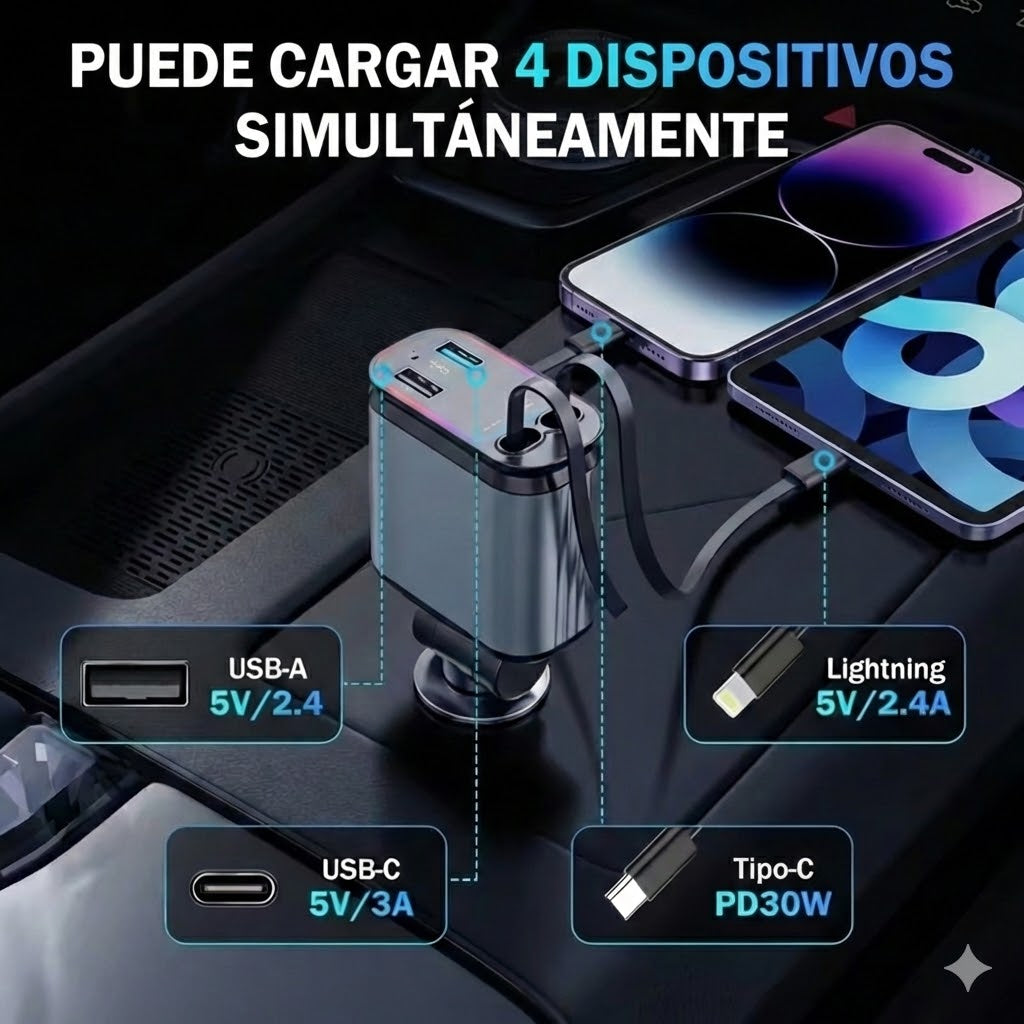 Adaptador Cargador De Carro Multiple