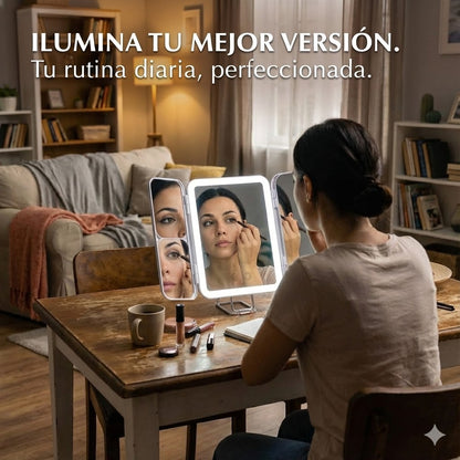 VisiBelle - Espejo Led Plegable en tres